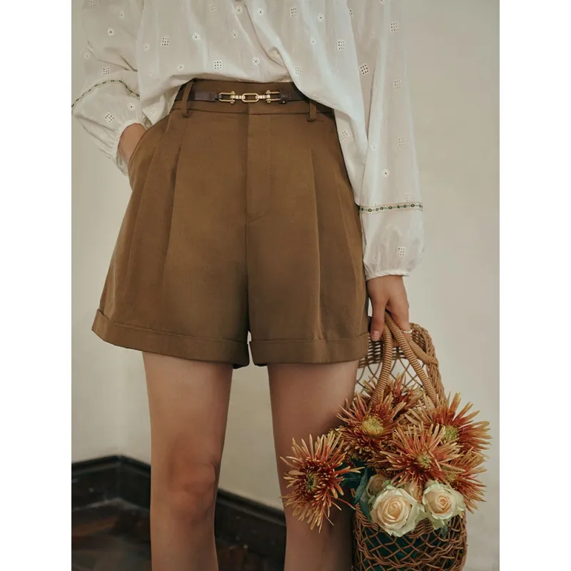 Olrain Casual Shorts Women's Khaki-3