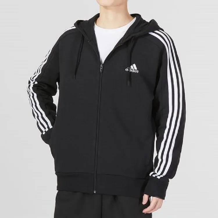 Adidas Essentials French Terry 3 Stripes Full Zip Hoodie-4
