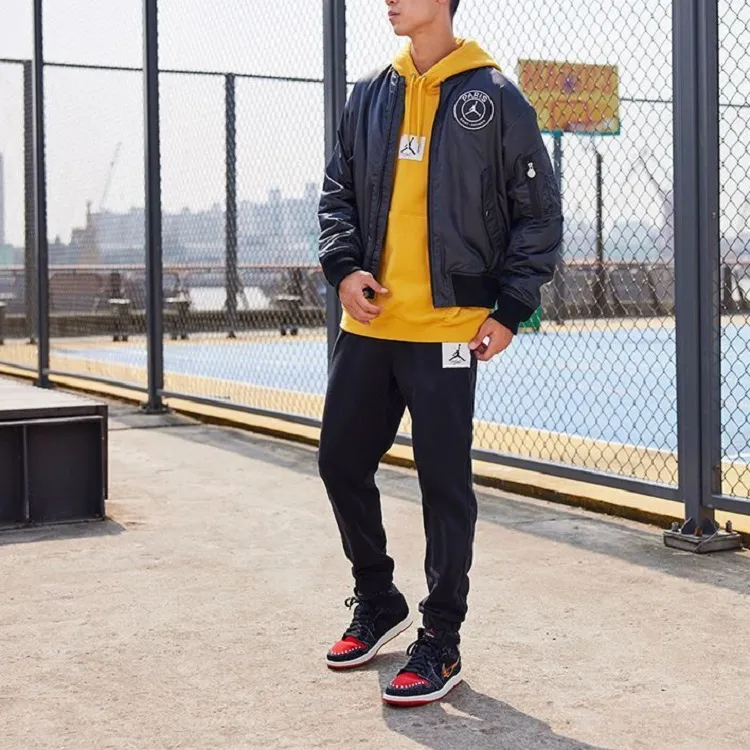 Jordan NIKE Jordan X Paris PSG Puffer Jackets Men Black-4
