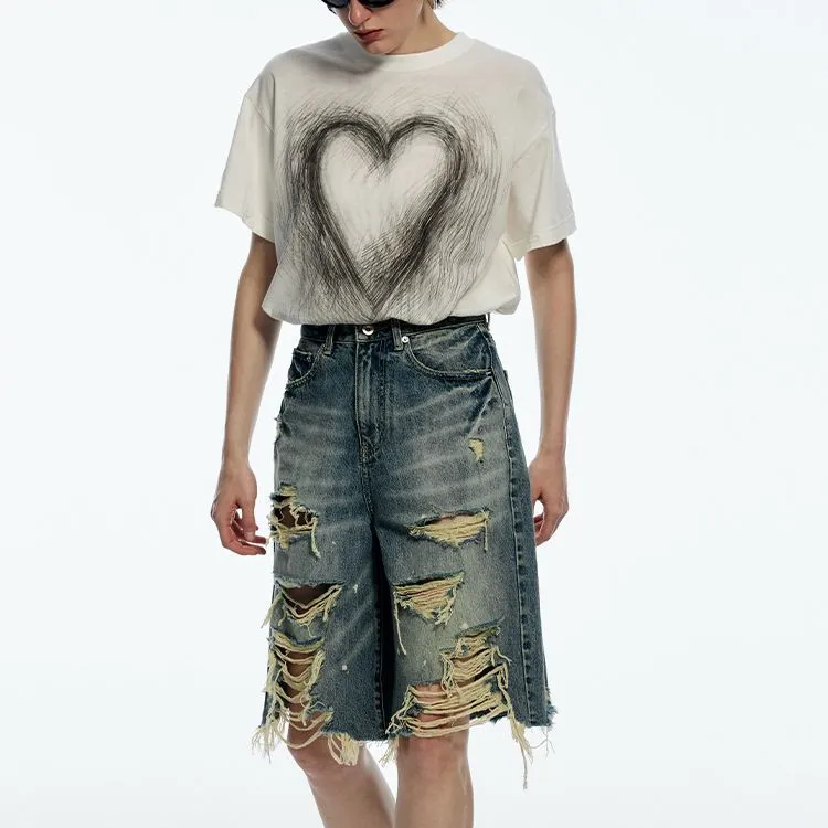 UOOYAA Denim Shorts Women's Denim Blue-3