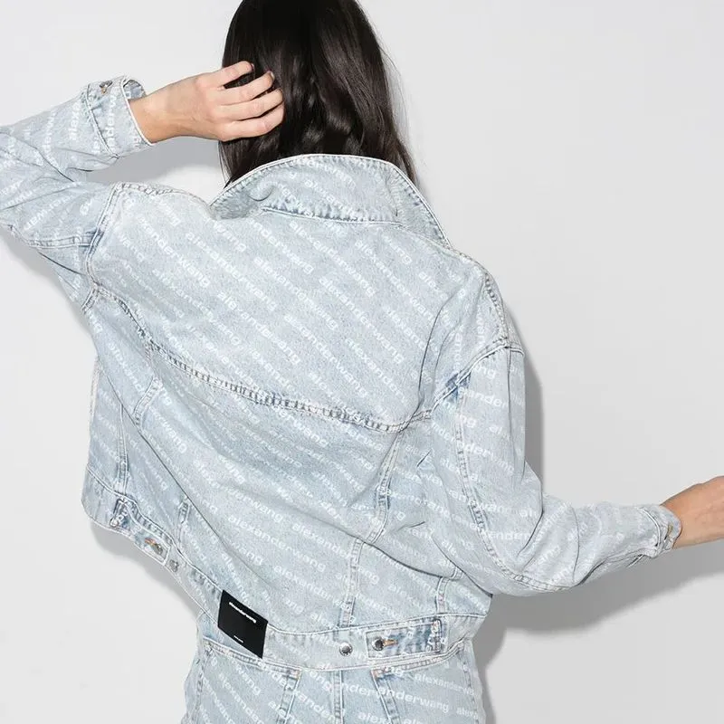 Alexander Wang Falling Back Logo Jacket Pebble Bleach-5
