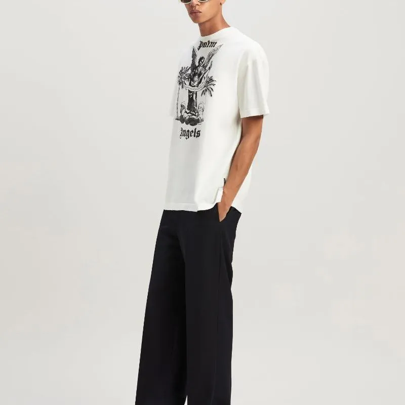 PALM ANGELS Slogan Print Cotton T Shirt-4