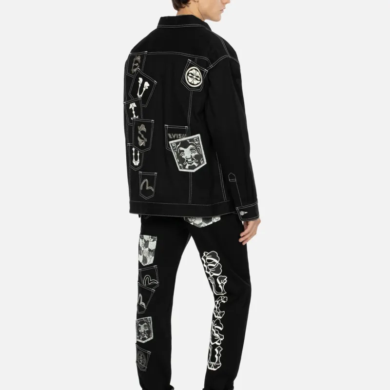 EVISU Denim Jackets Men Black-4