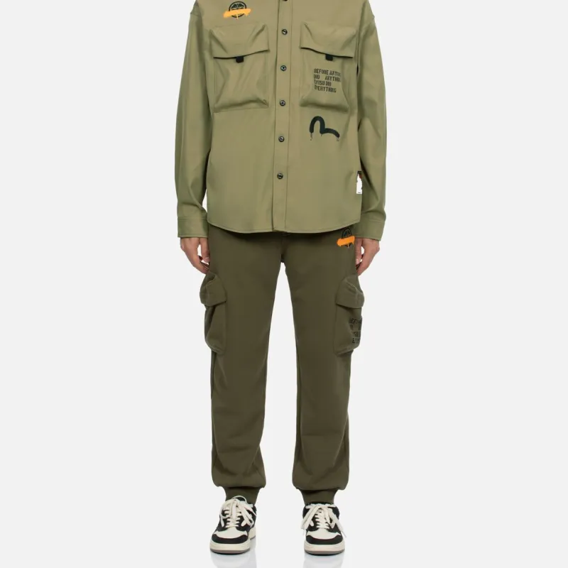 EVISU Knitted Sweatpants Men Army Green-5