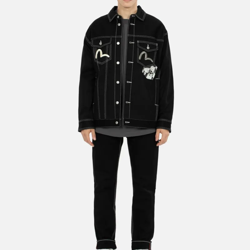 EVISU Denim Jackets Men Black-3