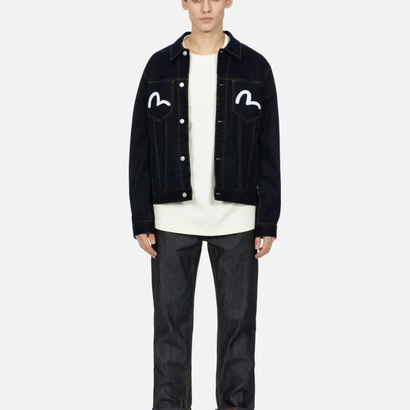EVISU Denim Jackets Men Navy Blue-3