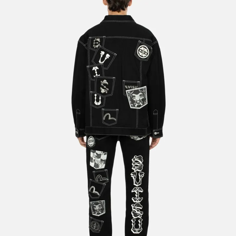 EVISU Denim Jackets Men Black-5