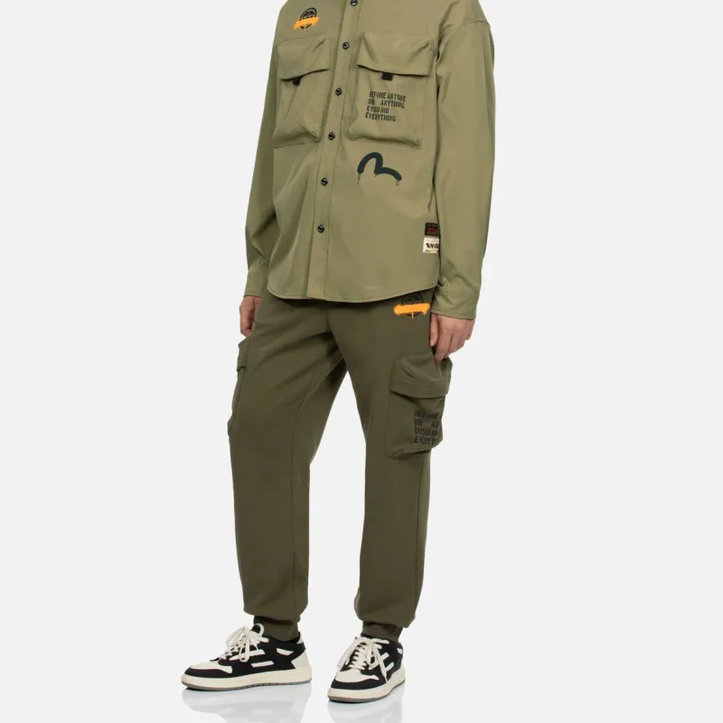 EVISU Knitted Sweatpants Men Army Green-6