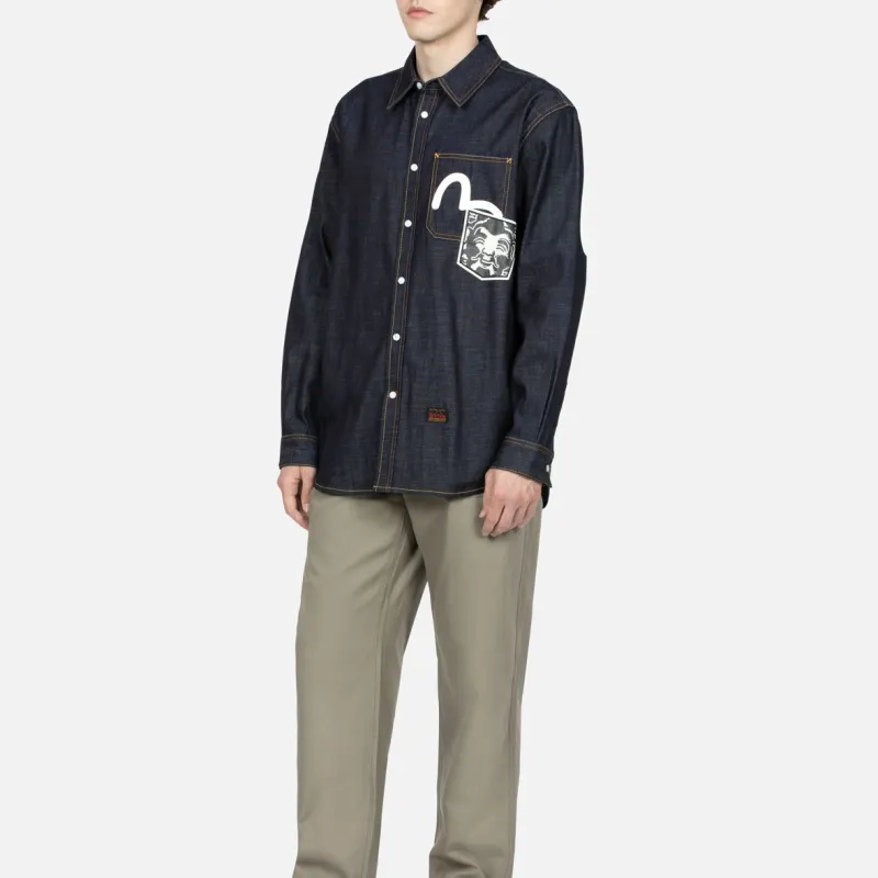 EVISU Shirts Men Denim Blue-5