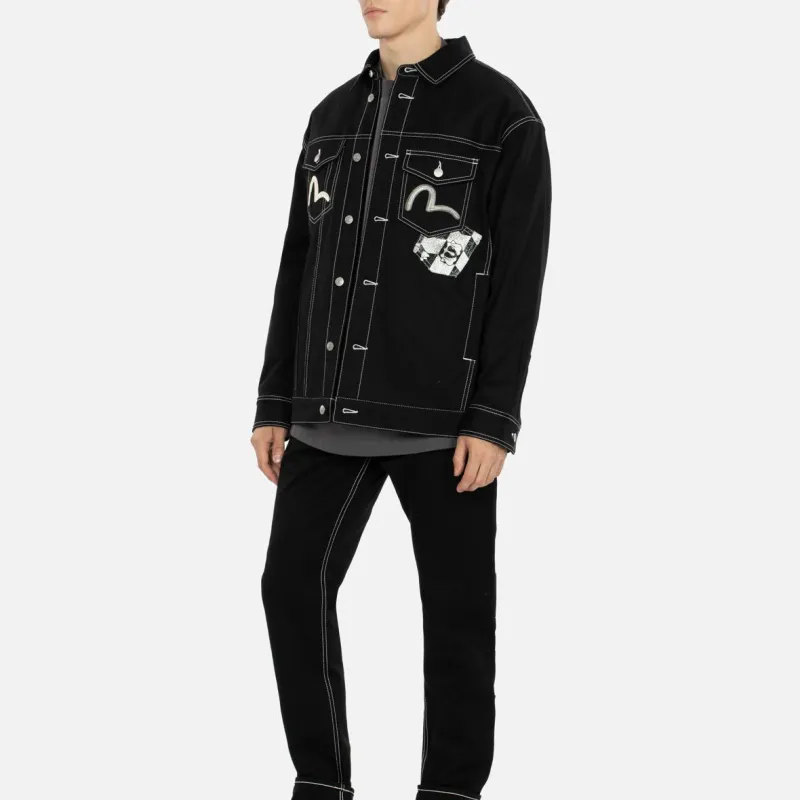 EVISU Denim Jackets Men Black-2