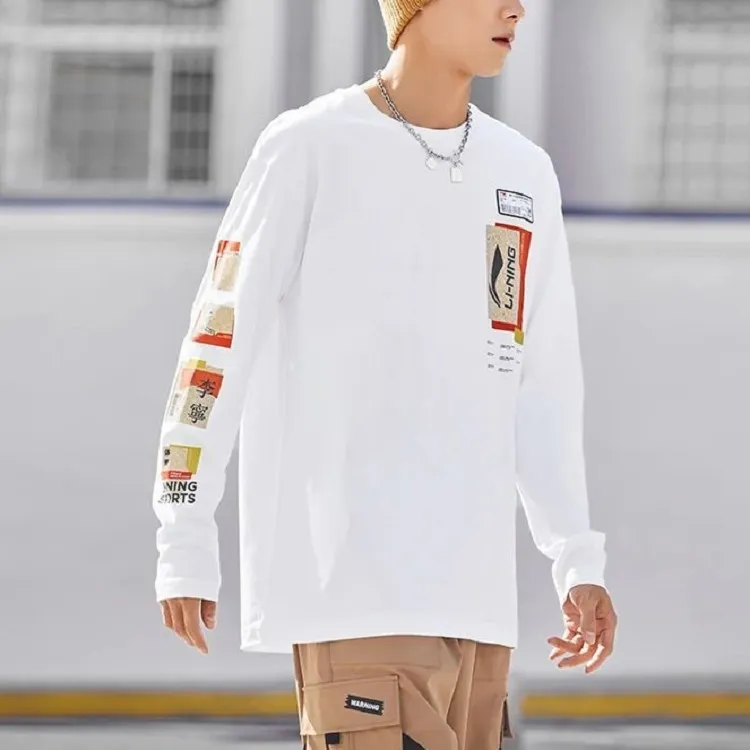 LiNing Sports Basketball Collection T Shirts Men White-3