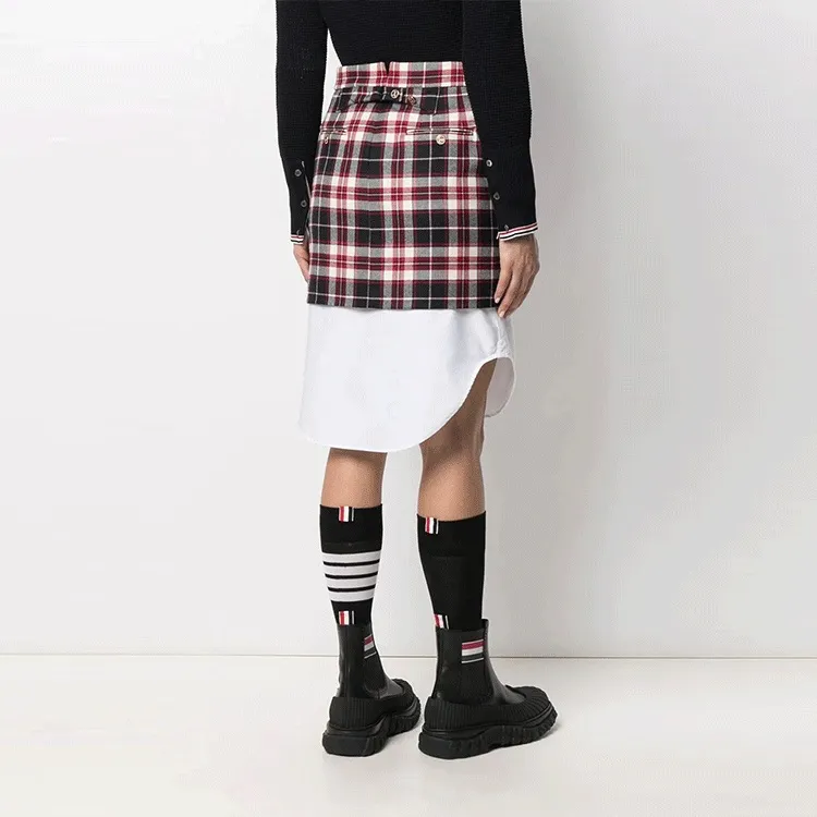 THOM BROWNE Tartan Check Wool Miniskirt-3