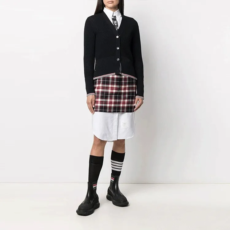 THOM BROWNE Tartan Check Wool Miniskirt-2