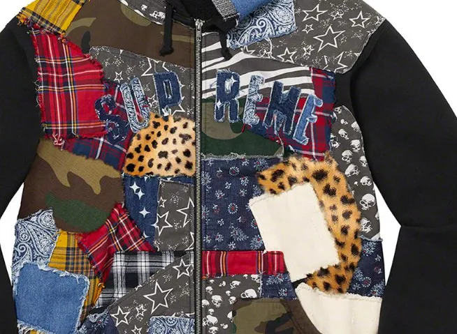 Supreme Patchwork Zip Up Hooded Sweatshirt L - POIZON Supreme Patchwork Zip Up Hooded Sweatshirt L - POIZON