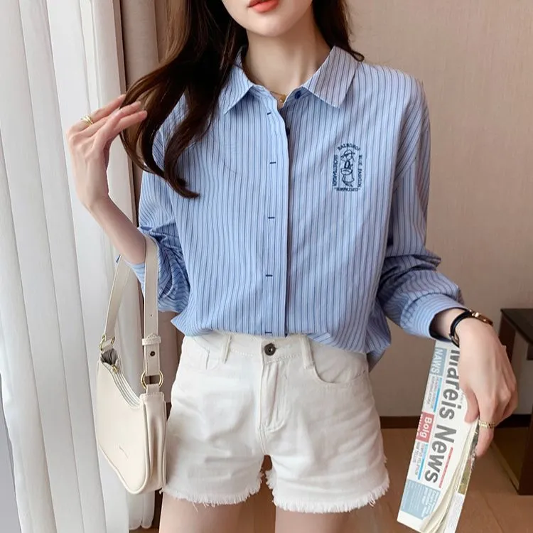 Tonlion Shirts Women's Sky Blue-5