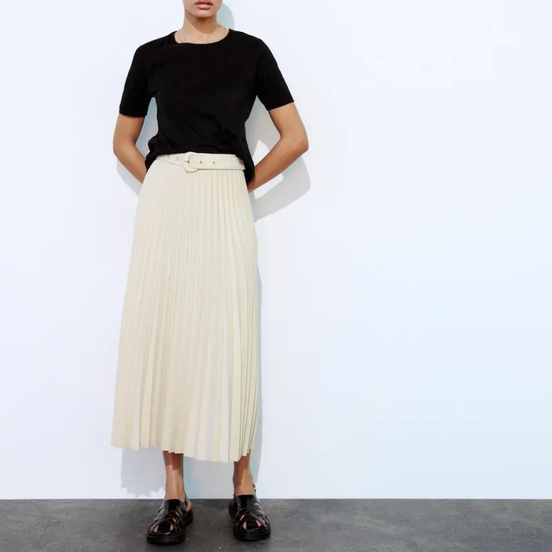 ZARA Casual Long Skirts Women's White-5
