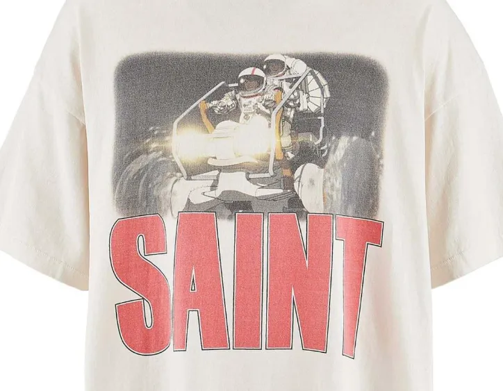 ☆FREEDOM☆ Overfit back print t-shirt white grey PH24SMTS00 SAINT Mxxxxx x FREEDOM SS24 T Shirt Unisex White - POIZON
