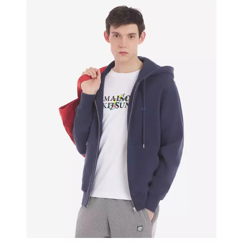 Maison Kitsune Fox Head Patch Zipped Hoodie-3