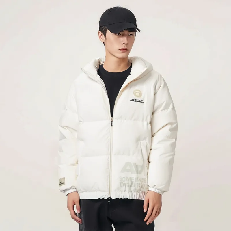 Aape Slogan print Hooded Padded Jacket-5