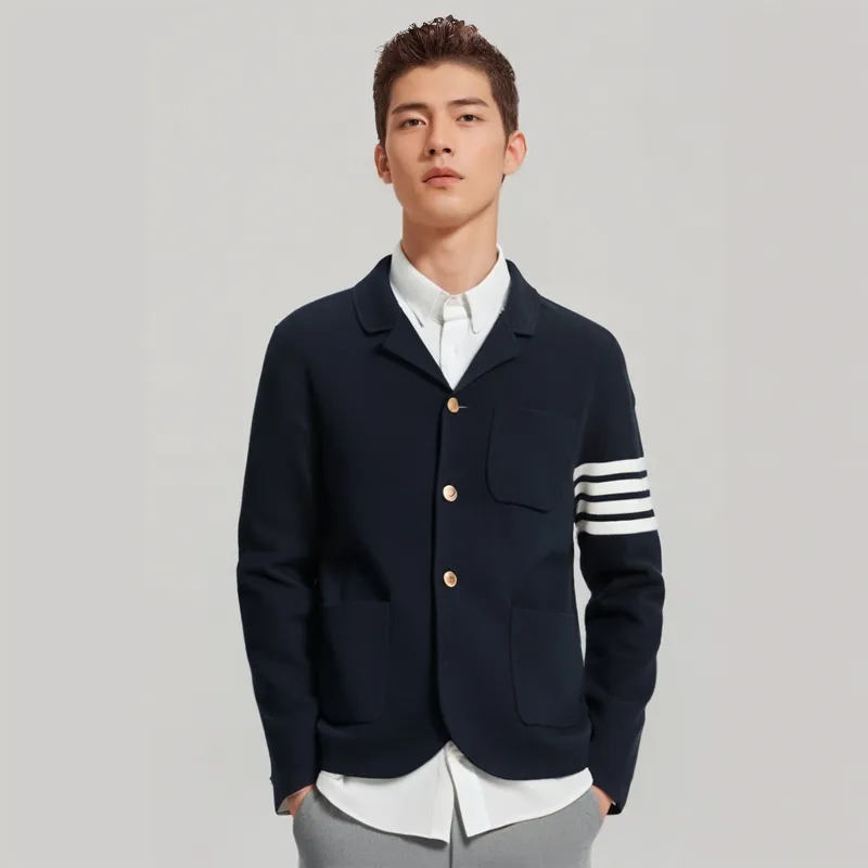 THOM BROWNE 4 Bar Knit Blazer-2