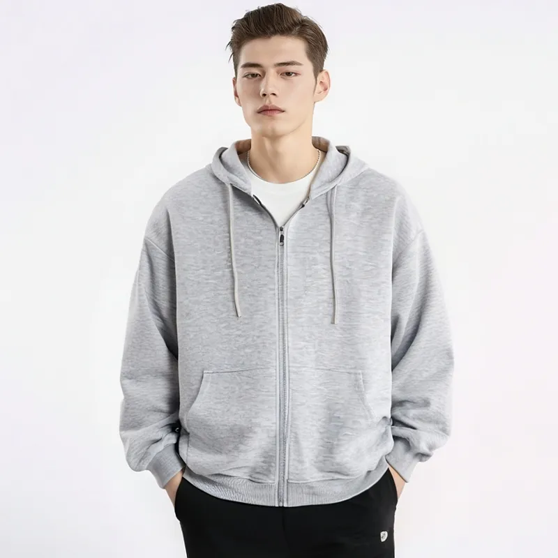 ZMOH Plain Net Series Cardigan Sweatshirt Unisex Couple's-6
