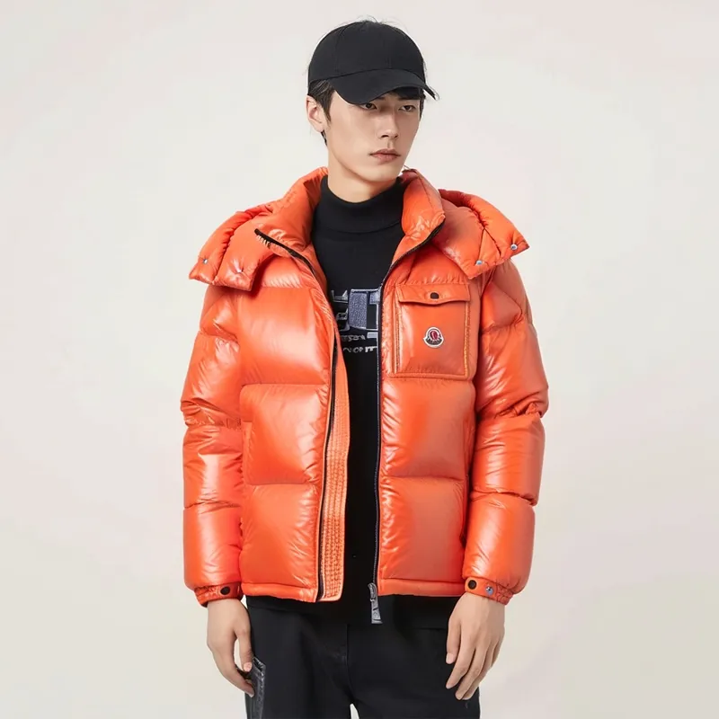 Moncler Down Jacket Men's Orange Tri-Color Stripes-2