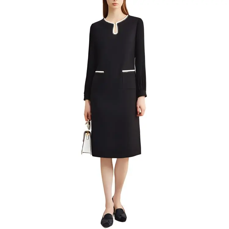 Yiner Long Sleeved Dresses Women's Black-1