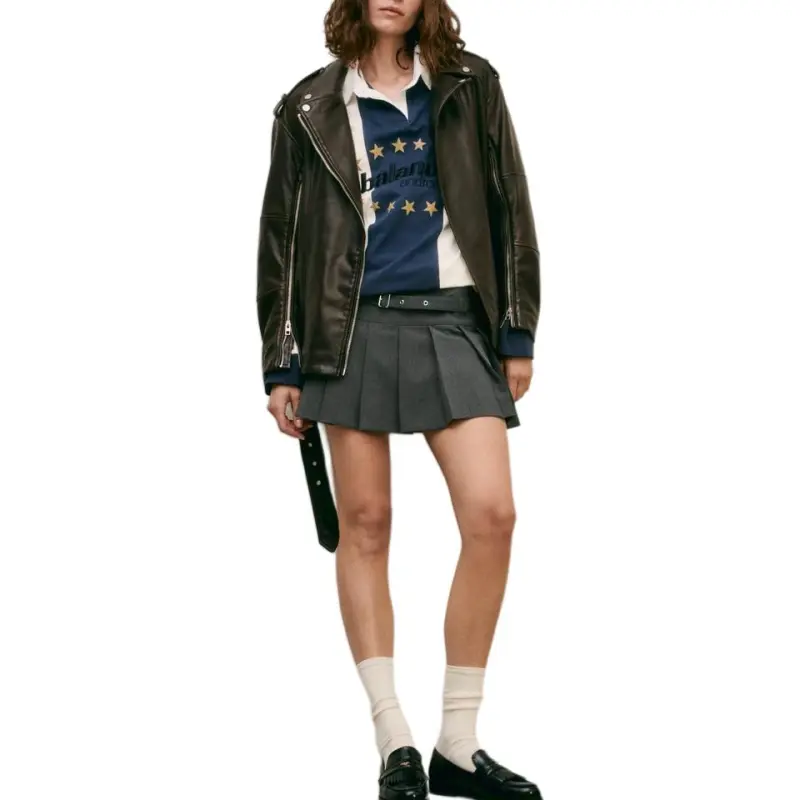 ZARA Trf Leather Jacket Women's Dark Brown-3