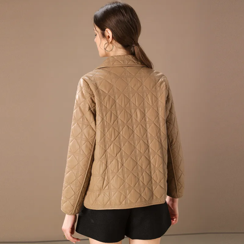 FENHONGMALI Puffer Jacket Women's Camel-4