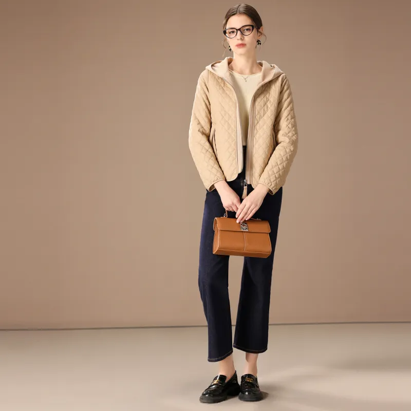 FENHONGMALI Puffer Jacket Women's Cocoa Apricot-2