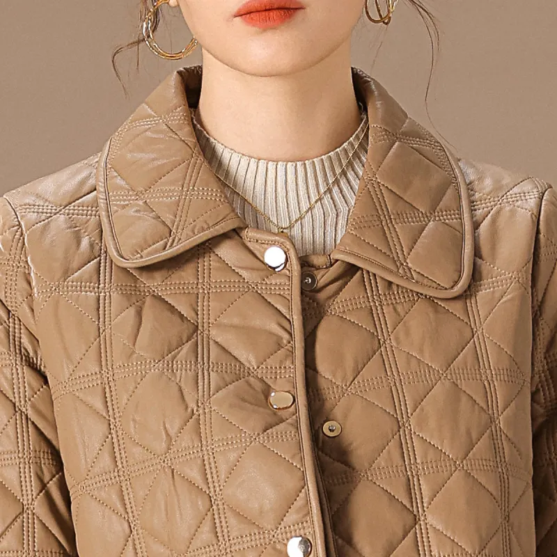 FENHONGMALI Puffer Jacket Women's Camel-5