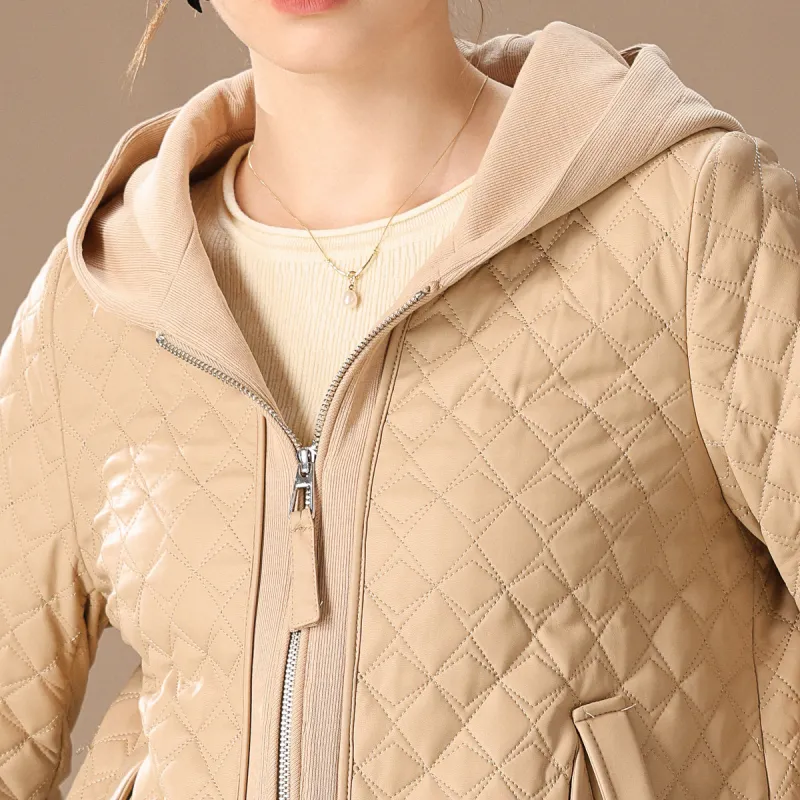 FENHONGMALI Puffer Jacket Women's Cocoa Apricot-5