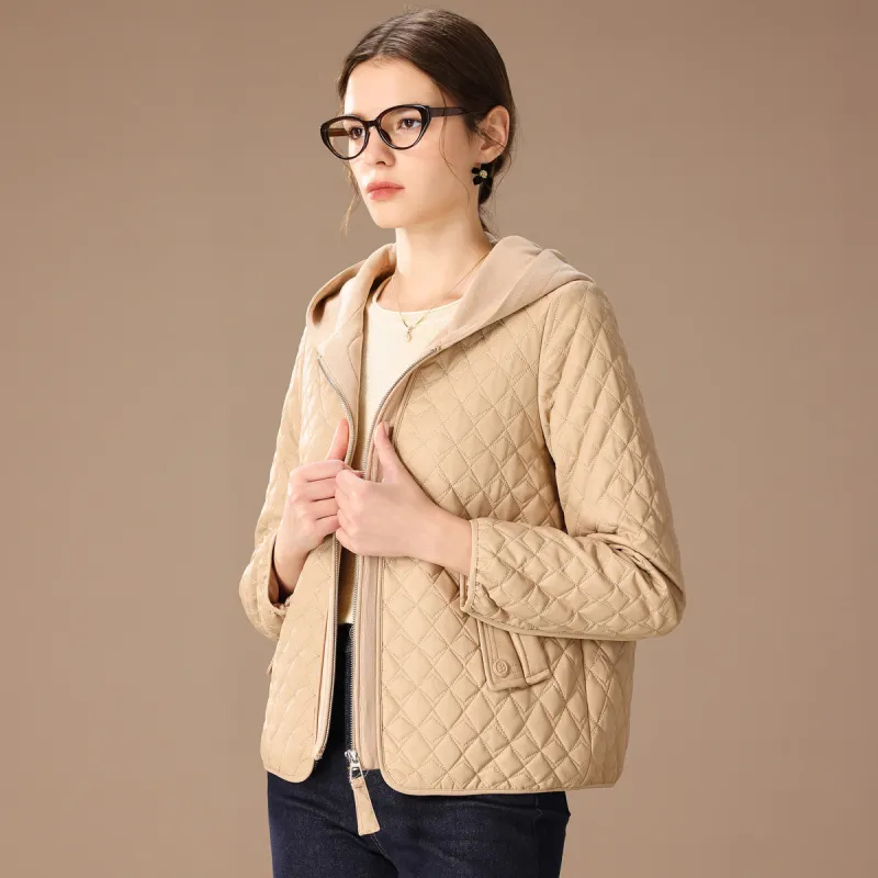 FENHONGMALI Puffer Jacket Women's Cocoa Apricot-3