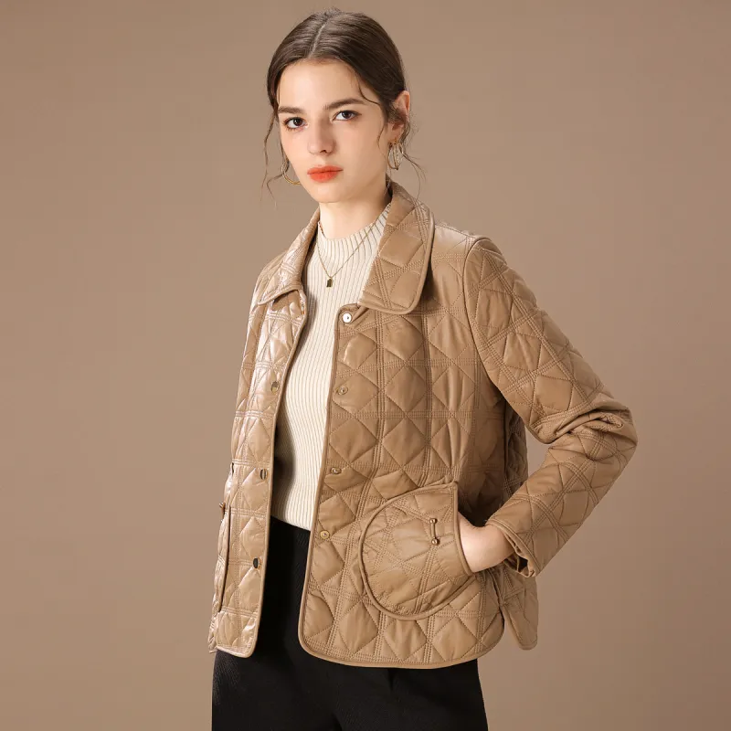 FENHONGMALI Puffer Jacket Women's Camel-3