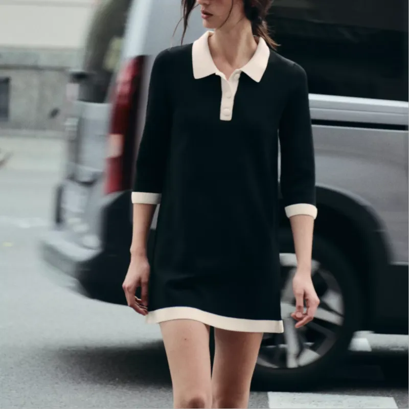 ZARA Long-Sleeved Dresses Women's Black-2