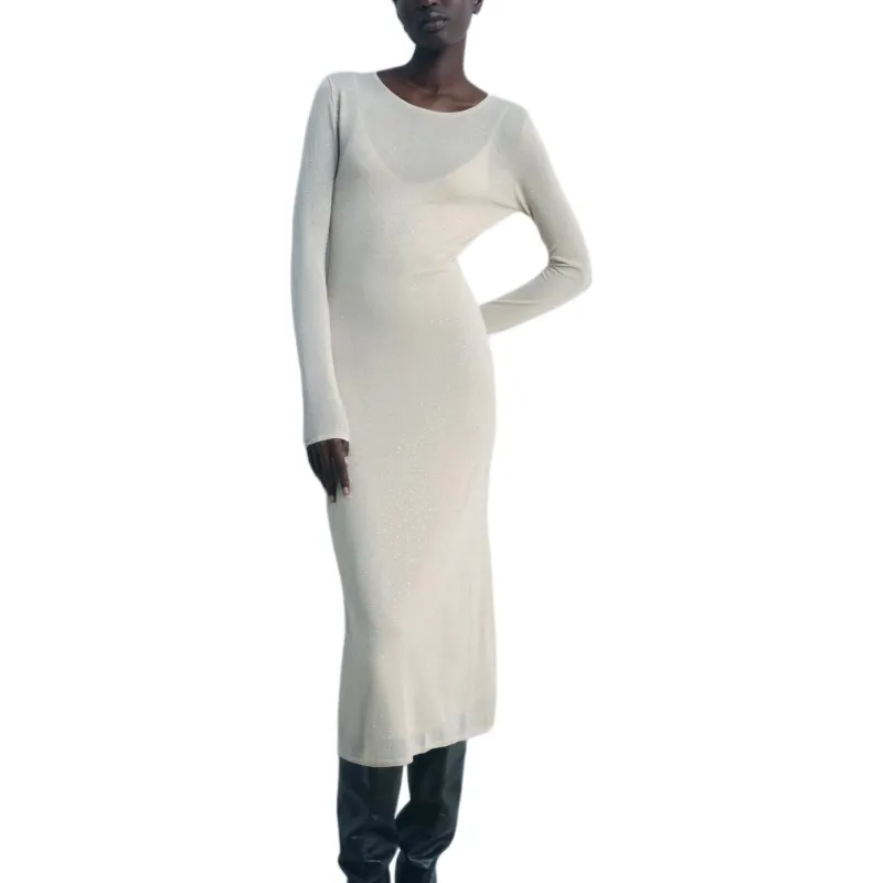 ZARA Long Sleeved Dresses Women's Gray-2