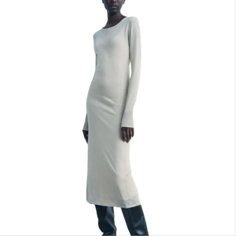 ZARA Long Sleeved Dresses Women's Gray-3