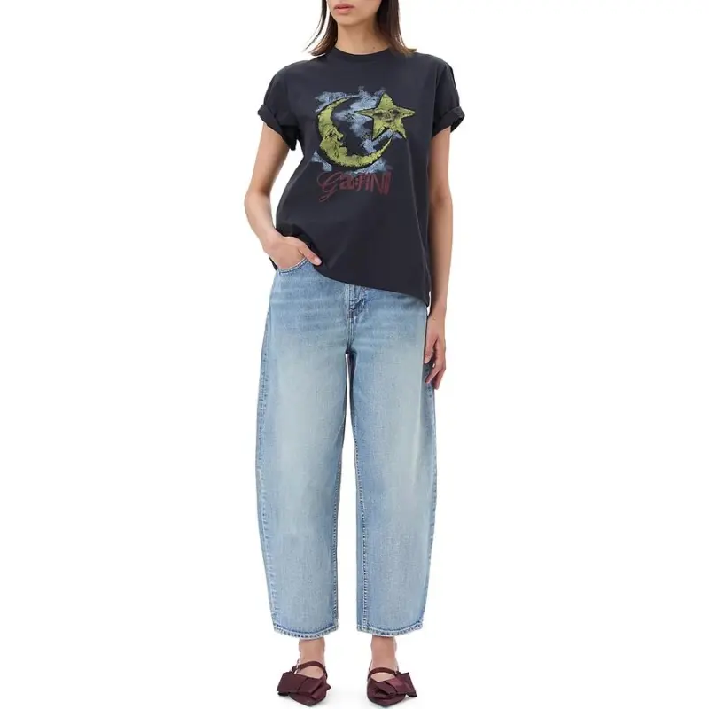 GANNI Graphic Printed Crewneck T Shirt-3