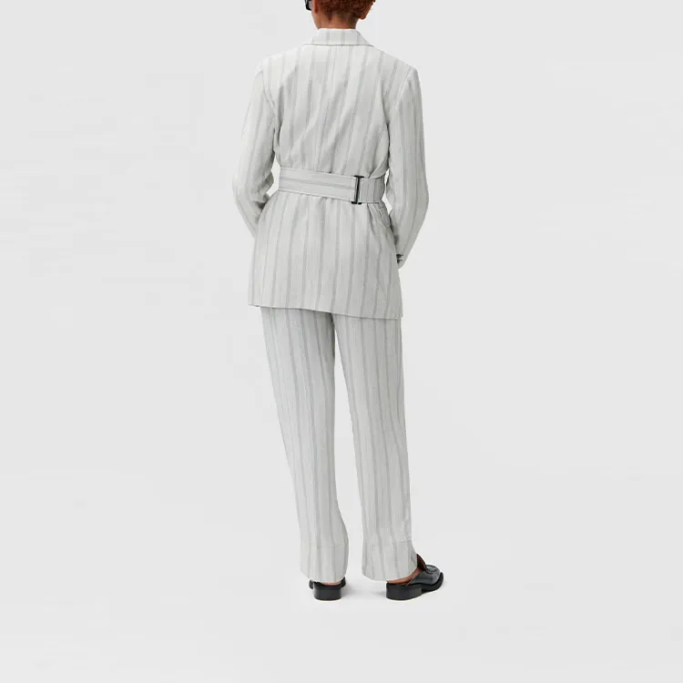 GANNI Business Suits Coats Women's Gray White-3