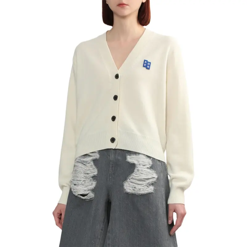 ADER ERROR Tetris-appliqué Fine-knit Cardigan-4