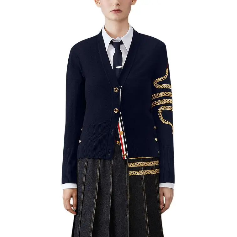 THOM BROWNE Snake embroidered Cashmere Cardigan-2