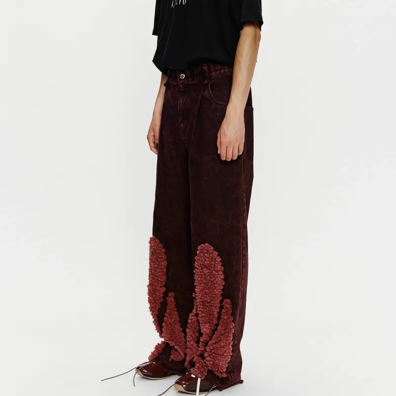SONG FOR THE MUTE FW24 Jeans Men's Burgundy Red-2