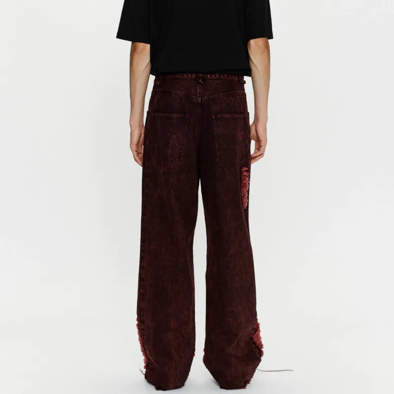 SONG FOR THE MUTE FW24 Jeans Men's Burgundy Red-3