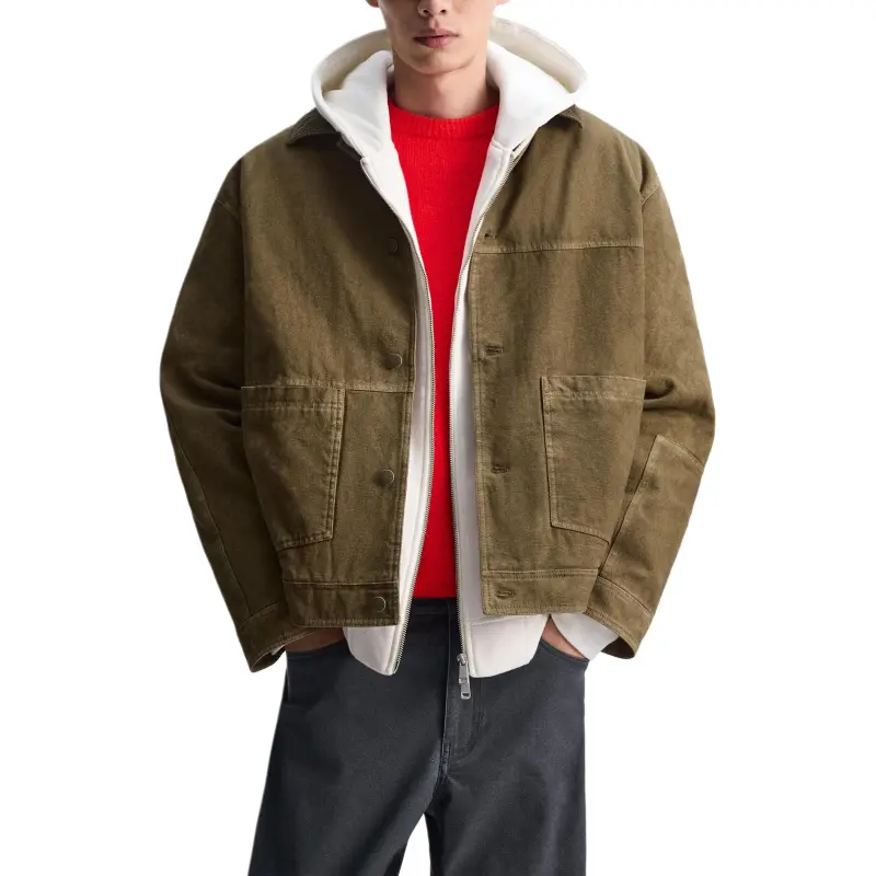 ZARA New Year Jackets Men Washed Green-3