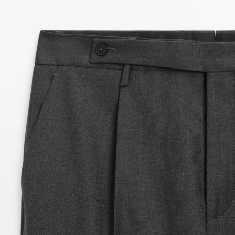 Massimo Dutti Suit Trouser Men Gray-5
