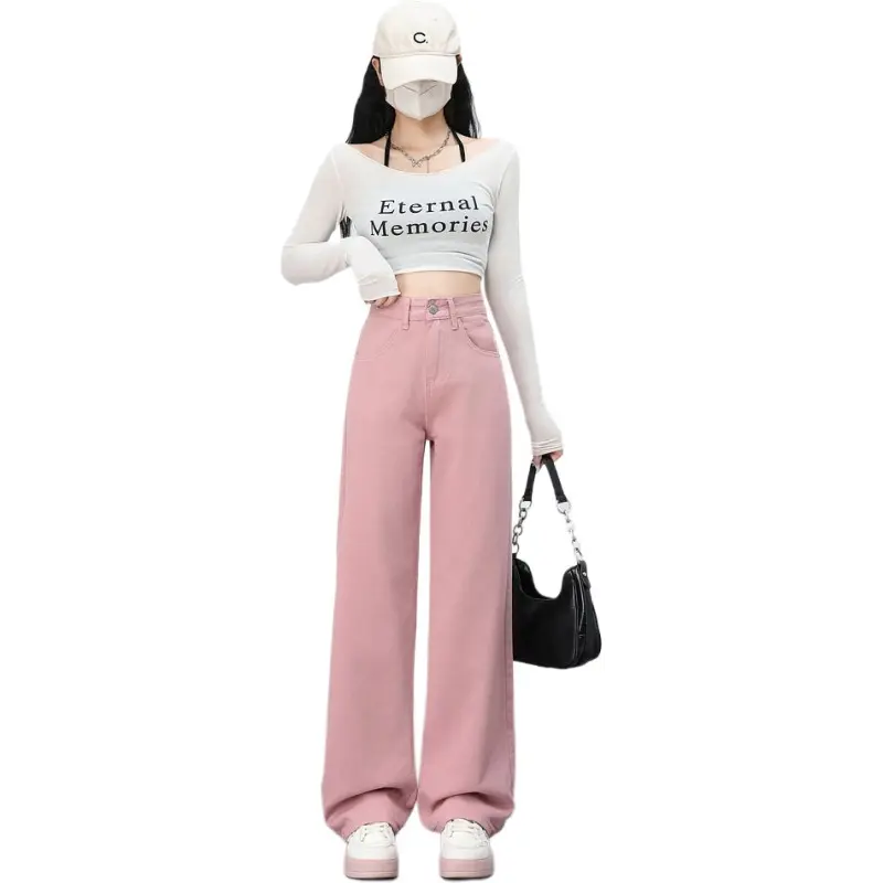 YINLEI Jeans Women's Pink-1