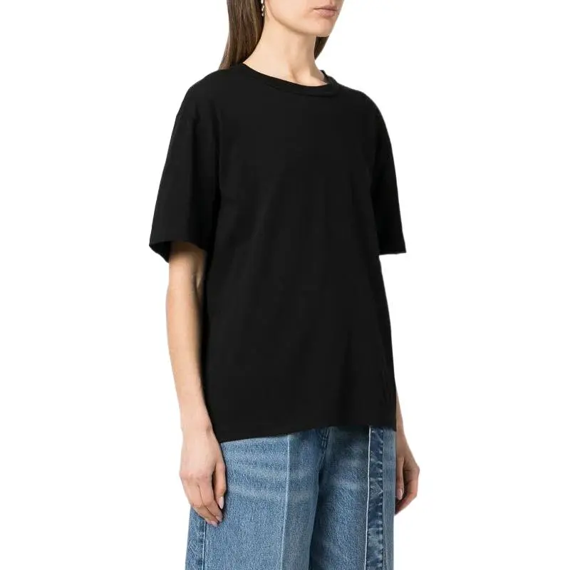 T By Alexander Wang Essential Jersey Puff Logo Shrunk Tee Black-1