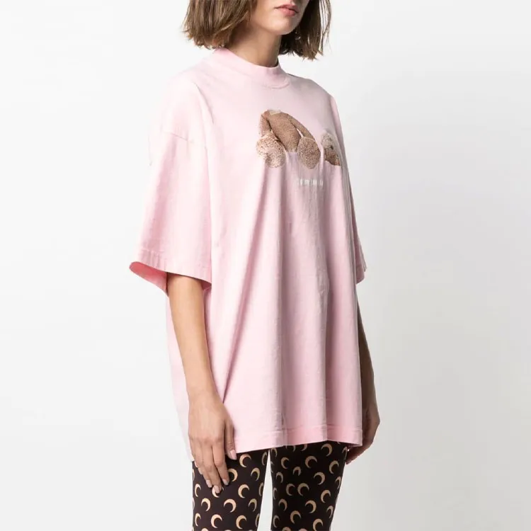 PALM ANGELS Teddy Print Tee Pink-1