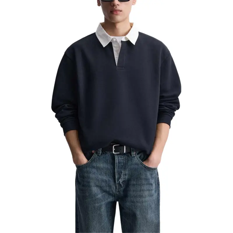 ZARA Polo Shirts Men Sea Blue-2
