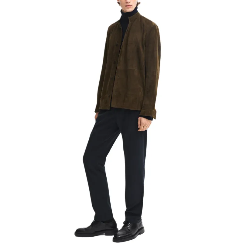 Massimo Dutti Leather Jacket Men's Dark Gray-3